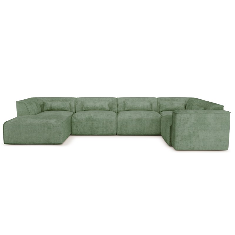 Canapé panoramique fixe NUNA 7 places chaise gauche tissu vert