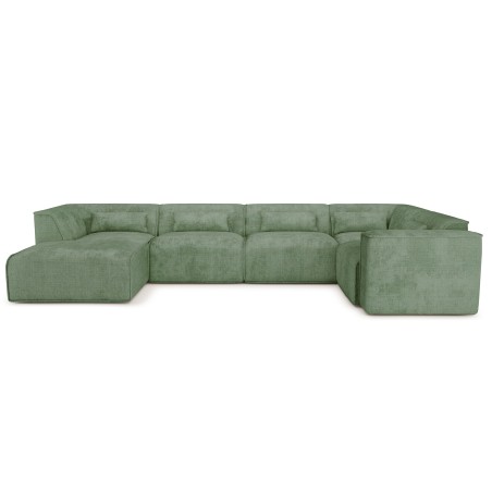 Canapé panoramique fixe NUNA 7 places chaise gauche tissu vert