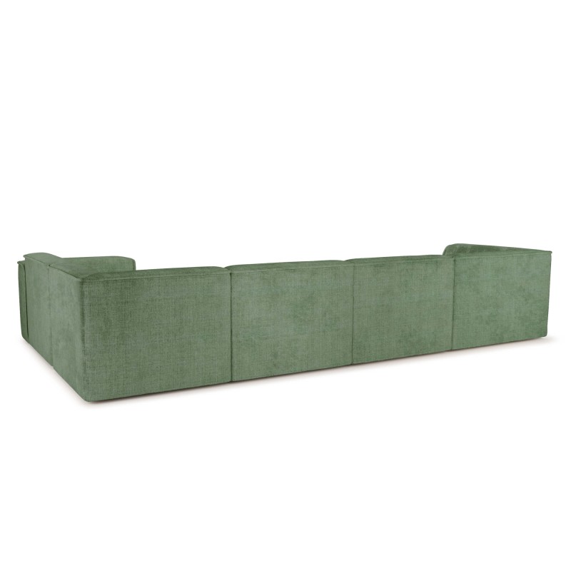 Canapé panoramique fixe NUNA 7 places chaise gauche tissu vert