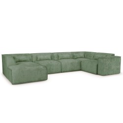 Canapé panoramique fixe NUNA 7 places chaise gauche tissu vert