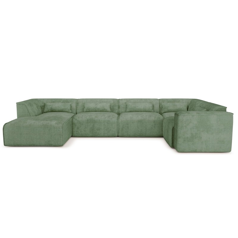 Canapé panoramique fixe NUNA 7 places chaise gauche tissu vert