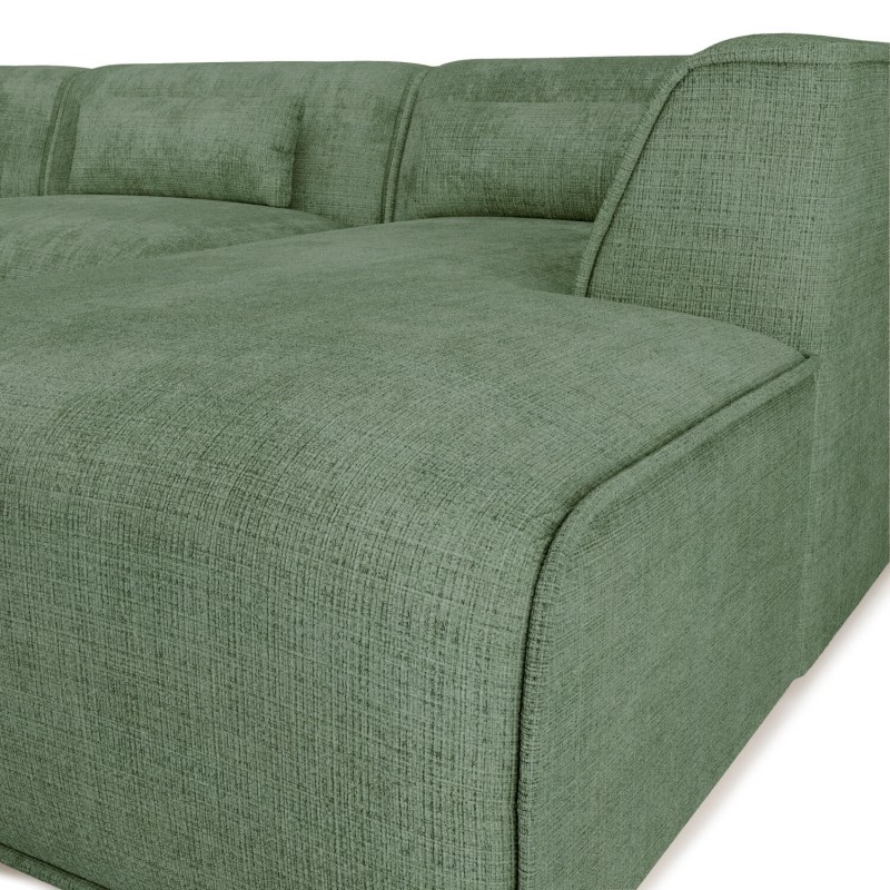 Canapé panoramique fixe NUNA 7 places chaise droite tissu vert