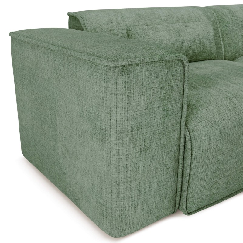 Canapé panoramique fixe NUNA 7 places chaise droite tissu vert