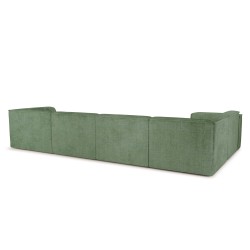 Canapé panoramique fixe NUNA 7 places chaise droite tissu vert