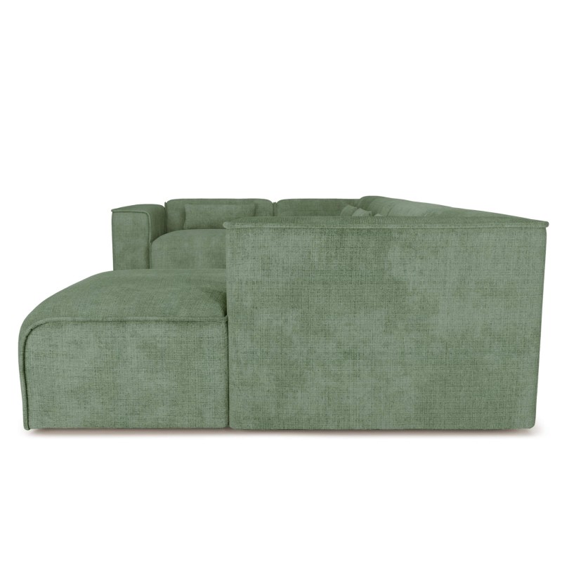 Canapé panoramique fixe NUNA 7 places chaise droite tissu vert