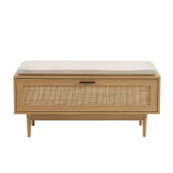 Banc à chaussures AMANA effet chêne et cannage rotin 100cm