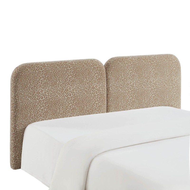 Tête de lit LOUISON tissu jacquard léopard beige 160cm