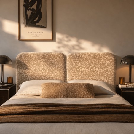 Tête de lit LOUISON tissu jacquard léopard beige 160cm