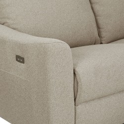 HOROS 4-Sitzer-Ecksofa mit elektrischer Liegefunktion aus beigem Chenille-Stoff