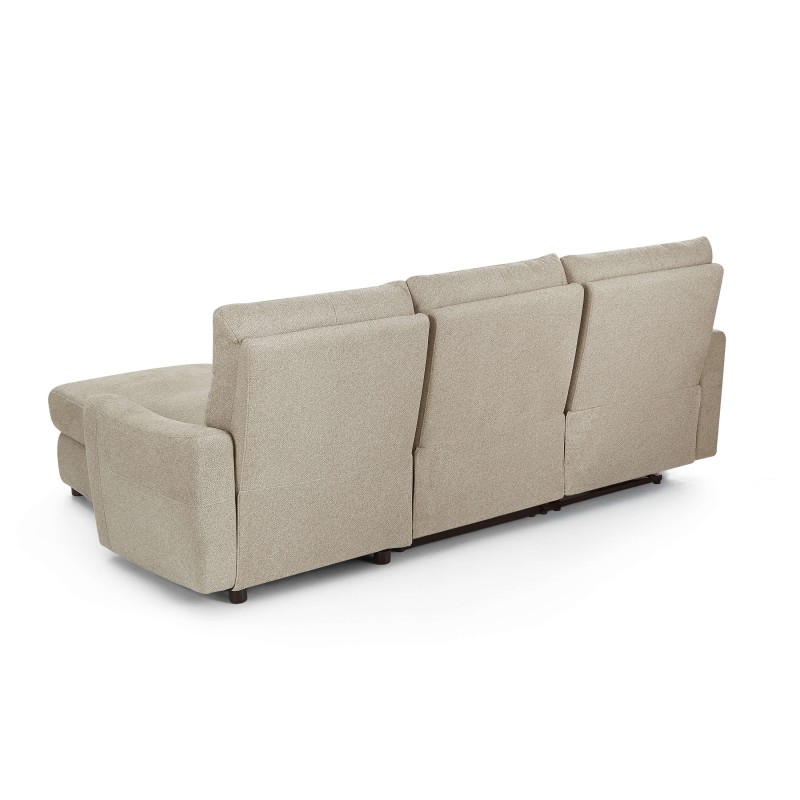 HOROS 4-Sitzer-Ecksofa mit elektrischer Liegefunktion aus beigem Chenille-Stoff