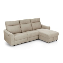 HOROS 4-Sitzer-Ecksofa mit elektrischer Liegefunktion aus beigem Chenille-Stoff