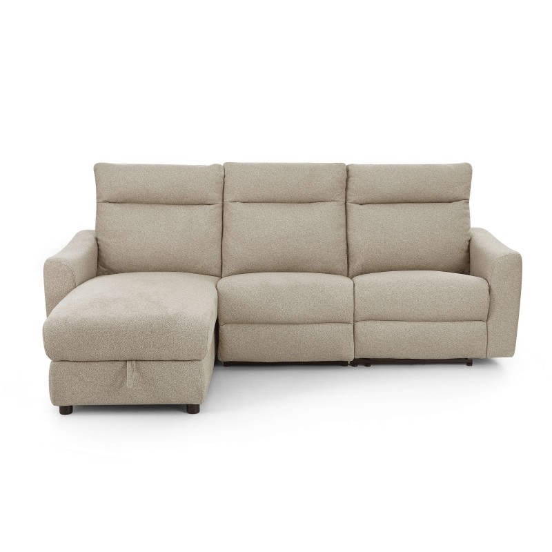 HOROS 4-Sitzer-Ecksofa mit elektrischer Verstellung, links ausgerichtet, in beigem Chenille-Stoff