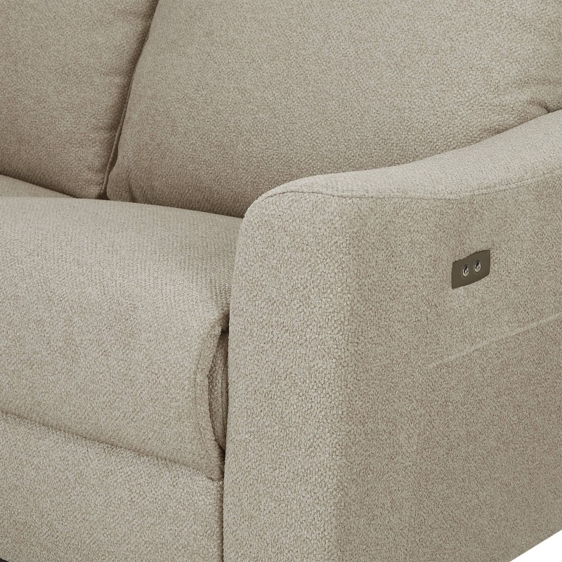 HOROS 4-Sitzer-Ecksofa mit elektrischer Verstellung, links ausgerichtet, in beigem Chenille-Stoff