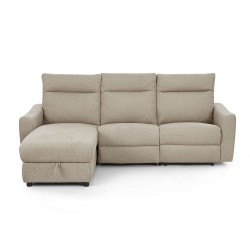 HOROS 4-Sitzer-Ecksofa mit elektrischer Verstellung, links ausgerichtet, in beigem Chenille-Stoff