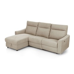 HOROS 4-Sitzer-Ecksofa mit elektrischer Verstellung, links ausgerichtet, in beigem Chenille-Stoff