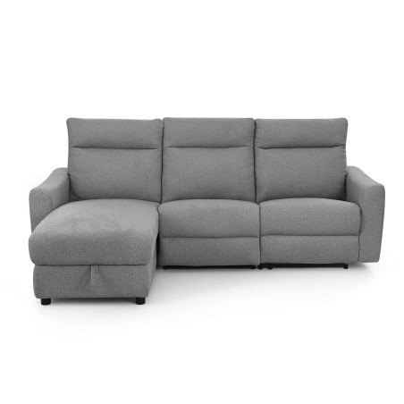 HOROS 4-Sitzer-Ecksofa mit elektrischer Verstellung, links, hellgrauer Chenille-Stoff