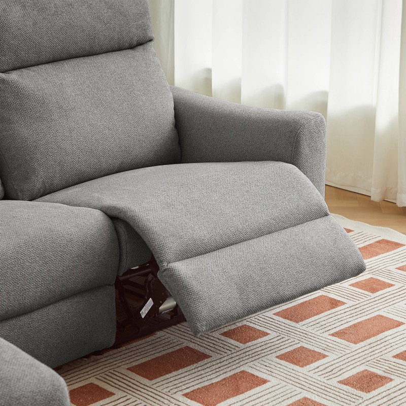 HOROS 4-Sitzer-Ecksofa mit elektrischer Verstellung, links, hellgrauer Chenille-Stoff