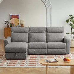 HOROS 4-Sitzer-Ecksofa mit elektrischer Verstellung, links, hellgrauer Chenille-Stoff