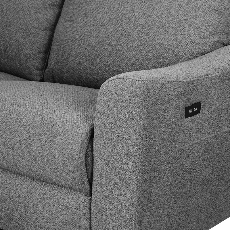 HOROS 4-Sitzer-Ecksofa mit elektrischer Verstellung, links, hellgrauer Chenille-Stoff