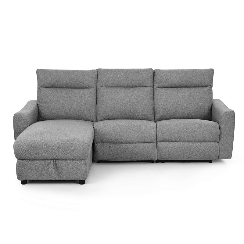 HOROS 4-Sitzer-Ecksofa mit elektrischer Verstellung, links, hellgrauer Chenille-Stoff