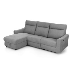 HOROS 4-Sitzer-Ecksofa mit elektrischer Verstellung, links, hellgrauer Chenille-Stoff