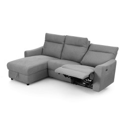 HOROS 4-Sitzer-Ecksofa mit elektrischer Verstellung, links, hellgrauer Chenille-Stoff