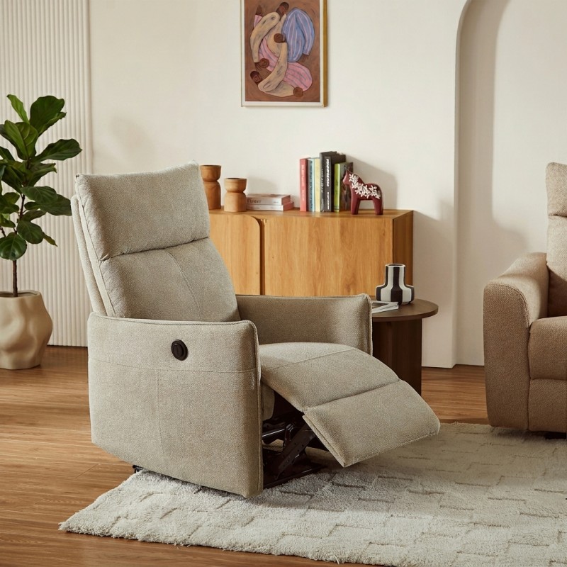 Fauteuil relax électrique MINOS 1 place tissu chenille beige