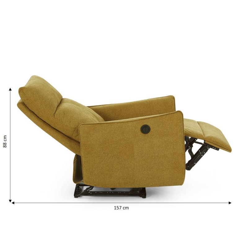 Fauteuil relax électrique MINOS 1 place tissu chenille moutarde