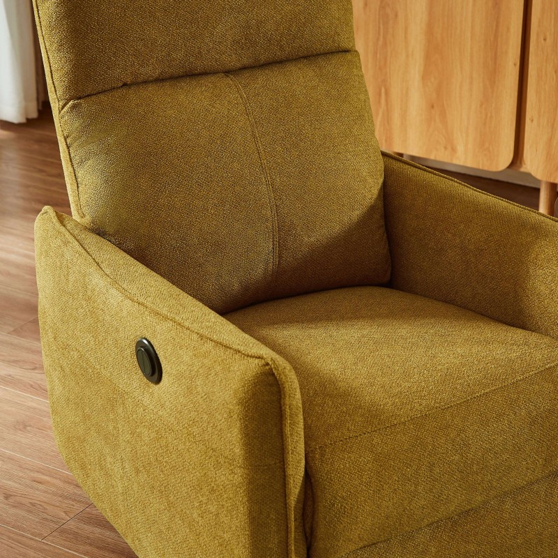 Fauteuil relax électrique MINOS 1 place tissu chenille moutarde