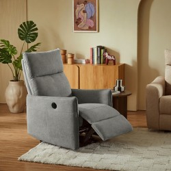 Fauteuil relax électrique MINOS 1 place tissu chenille gris