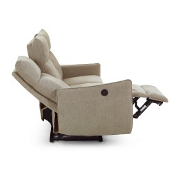 MINOS 3-Sitzer-Sofa mit elektrischer Liegefunktion aus beigem Chenille-Stoff