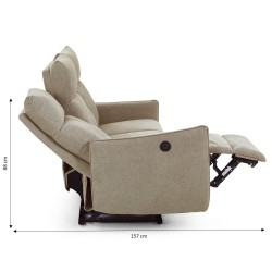 MINOS 3-Sitzer-Sofa mit elektrischer Liegefunktion aus beigem Chenille-Stoff