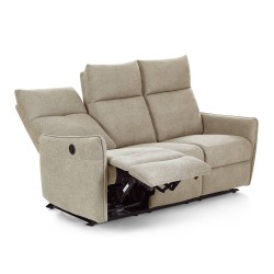 MINOS 3-Sitzer-Sofa mit elektrischer Liegefunktion aus beigem Chenille-Stoff