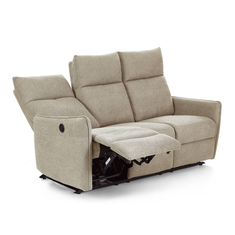 MINOS 3-Sitzer-Sofa mit elektrischer Liegefunktion aus beigem Chenille-Stoff