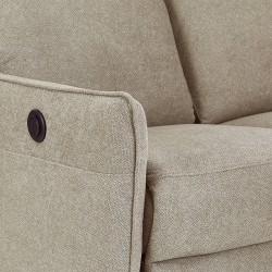 MINOS 3-Sitzer-Sofa mit elektrischer Liegefunktion aus beigem Chenille-Stoff