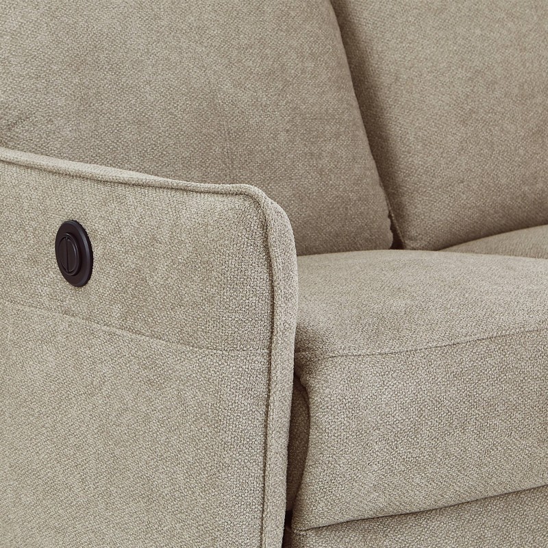 MINOS 3-Sitzer-Sofa mit elektrischer Liegefunktion aus beigem Chenille-Stoff