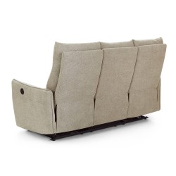 MINOS 3-Sitzer-Sofa mit elektrischer Liegefunktion aus beigem Chenille-Stoff