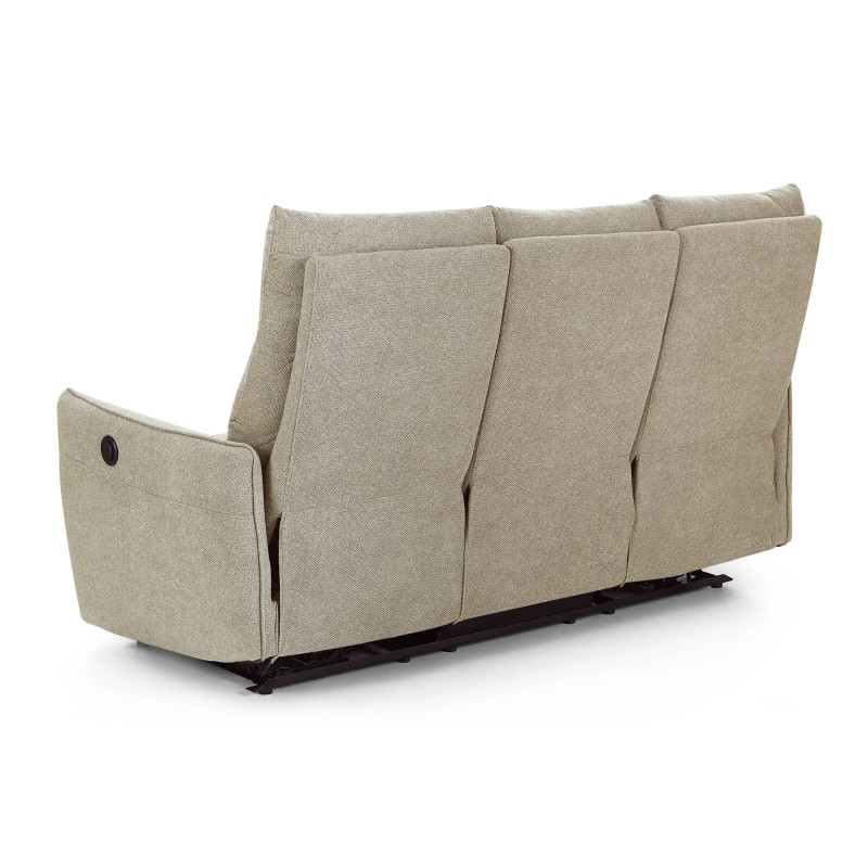 MINOS 3-Sitzer-Sofa mit elektrischer Liegefunktion aus beigem Chenille-Stoff