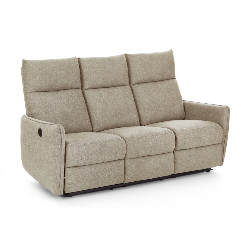 MINOS 3-Sitzer-Sofa mit elektrischer Liegefunktion aus beigem Chenille-Stoff