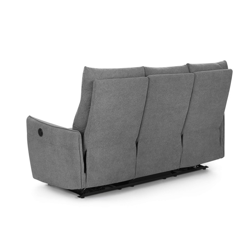 MINOS 3-Sitzer-Sofa mit elektrischer Liegefunktion aus grauem Chenille-Stoff