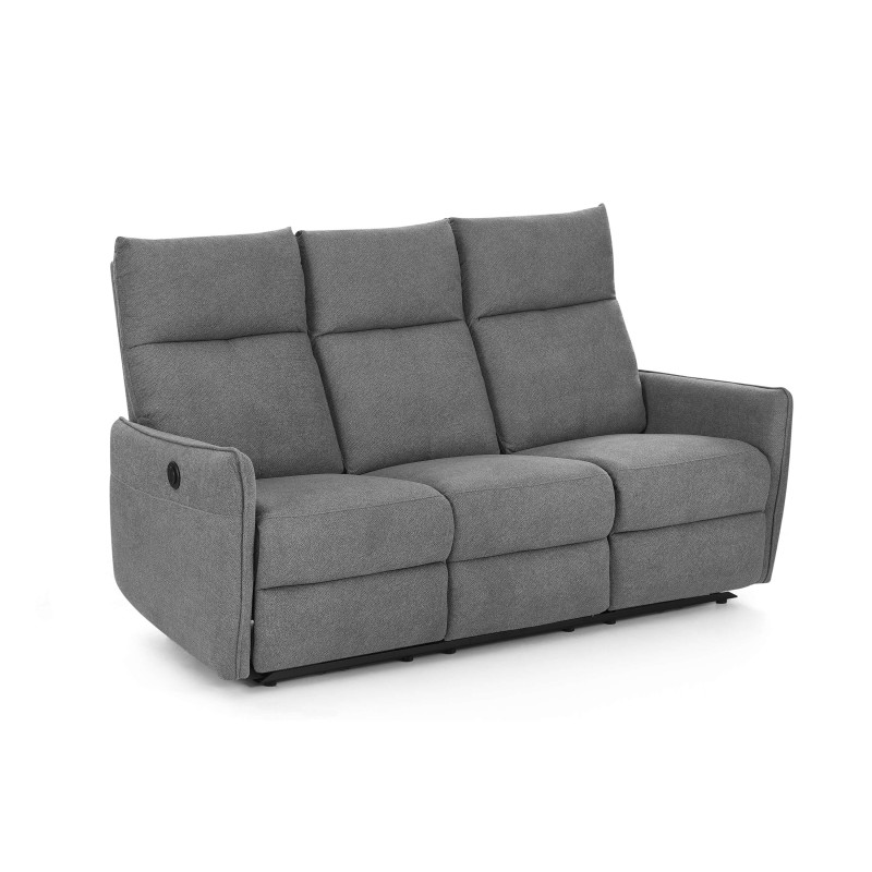 MINOS 3-Sitzer-Sofa mit elektrischer Liegefunktion aus grauem Chenille-Stoff