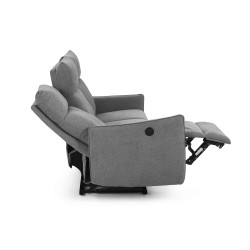 MINOS 3-Sitzer-Sofa mit elektrischer Liegefunktion aus grauem Chenille-Stoff