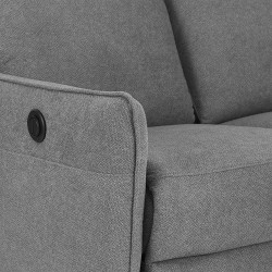 MINOS 3-Sitzer-Sofa mit elektrischer Liegefunktion aus grauem Chenille-Stoff