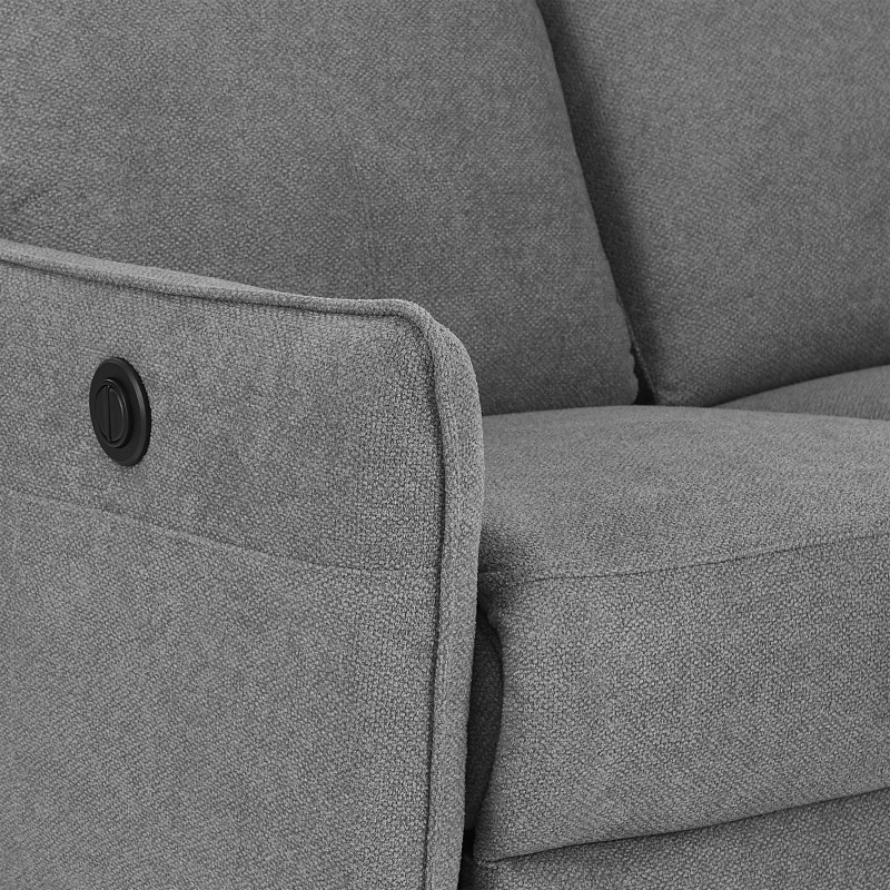MINOS 3-Sitzer-Sofa mit elektrischer Liegefunktion aus grauem Chenille-Stoff