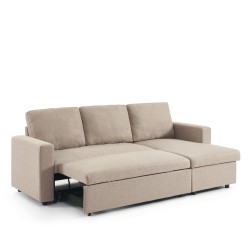 Canapé d'angle convertible et réversible SPENA 4 places tissu beige
