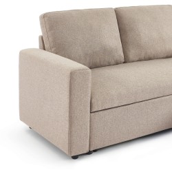 Canapé d'angle convertible et réversible SPENA 4 places tissu beige