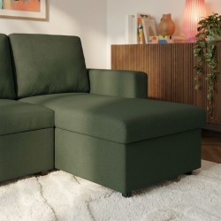 Canapé d'angle convertible et réversible SPENA 4 places tissu vert