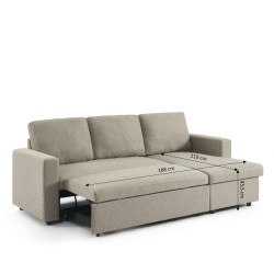 Canapé d'angle convertible et réversible SPENA 4 places tissu taupe