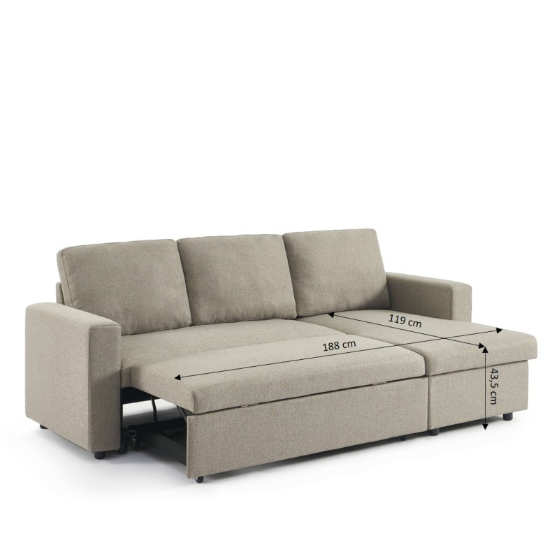 Canapé d'angle convertible et réversible SPENA 4 places tissu taupe
