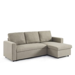 Canapé d'angle convertible et réversible SPENA 4 places tissu taupe